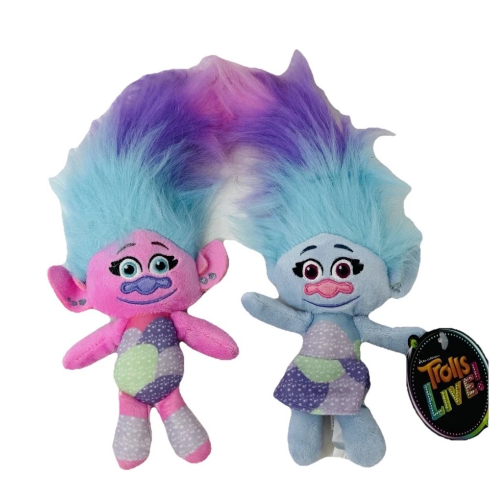 Dreamworks Trolls LIVE TOUR -Chenille & Satin Conjoined Plush Toy 10” New